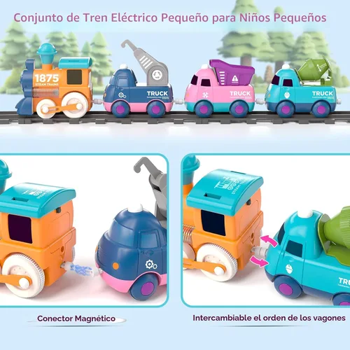 Vista 5 de Juego de tren para niños pequeños, juguete de tren eléctrico para niños de 3 a 5 años, juego de trenes de Navidad para niños de 4 a 8 años