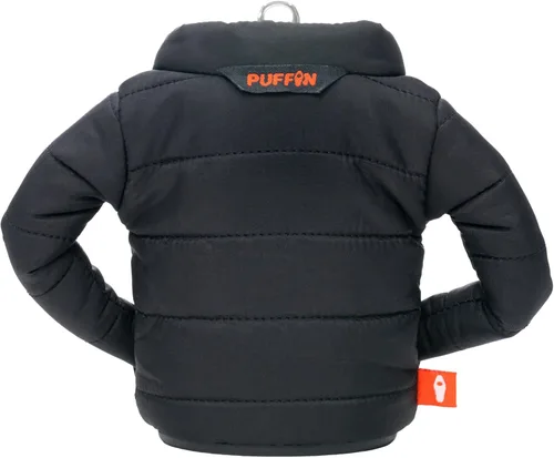 Vista 2 de Puffin - The Puffy Jacket - Enfriador de latas aislado de 12 oz I Botella de cerveza y soda aislante, mantiene las bebidas y bebidas frías - Negro