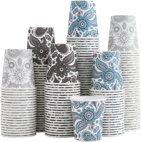 Vista 10 de Clawsoff [Paquete de 300] Vasos de papel de 3 onzas, vasos pequeños para enjuague bucal de 3 onzas, mini vasos de baño desechables, vasos de papel