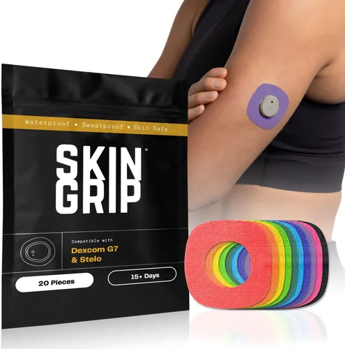 Vista 18 de Skin Grip Parches adhesivos para Dexcom G7 y Stelo CGM con recorte, cubierta impermeable y resistente al sudor para sensor continuo de monitor