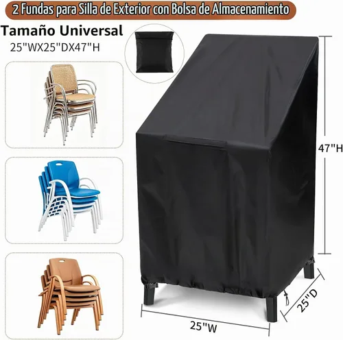 Vista 3 de Fundas para sillas de exterior, 25 x 25 x 47 pulgadas, fundas para sillas