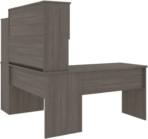 Vista 7 de Bestar Dayton 63W 65W Escritorio en forma de L con gabinete en corteza gris