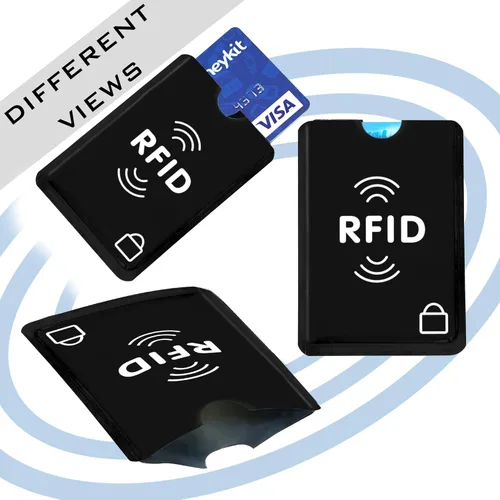 Vista 23 de SaiTech IT Juego de 10 fundas de bloqueo RFID, la mejor manera de proteger tus tarjetas del robo electrónico, diseño duradero, ligero y compacto