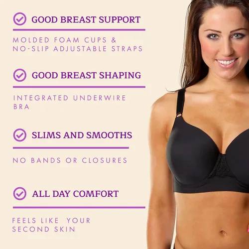 Vista 7 de Shapeez Tankee Short Back-Smoothing Bra Ultra-Comfortable Cami-Style Underwire Foam-Cup