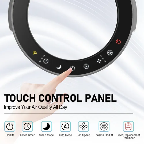 Vista 7 de DH Lifelabs Purificador de aire para el hogar, purificador de aire ionizador para alergias, filtro purificador de aire HEPA elimina el olor