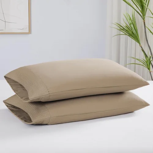 Vista 84 de Southshore Fine Linens® - Vilano® Springs - Par de fundas de almohada plisadas, color negro, estándar (Queen)