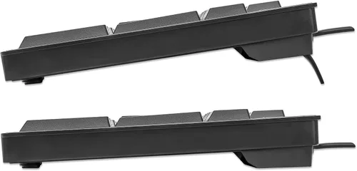 Vista 12 de Manhattan Teclado de computadora con cable – Teclado negro básico – con cable USB-A de 4.5 pies, 104 teclas, soportes plegables – Compatible