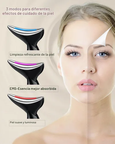 Vista 3 de Massger facial y cuello para el cuidado de la piel Masajeador facial Negro