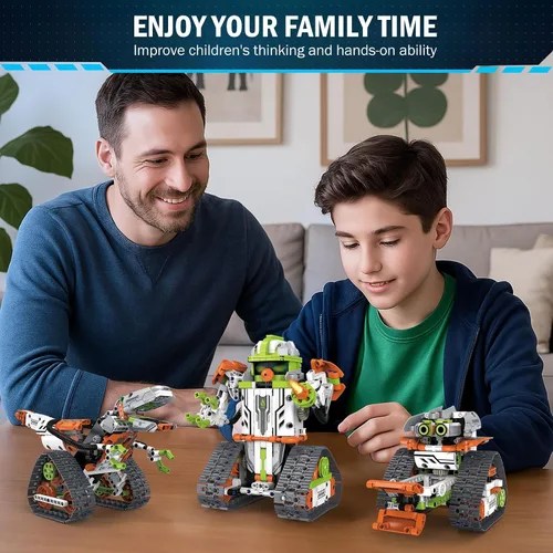 Vista 5 de Kit de construcción de robot STEM con control remoto para niños de 6 a 13 años, juguetes técnicos robóticos de codificación, regalos de cumpleaños