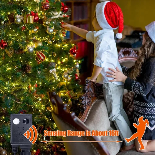 Vista 7 de Luces de Cuerda de Navidad con Sensor de Movimiento Musical que Cambian de Color, 110 Pies, 400 LED, Blanco Cálido Multicolor, Luces de Árbol