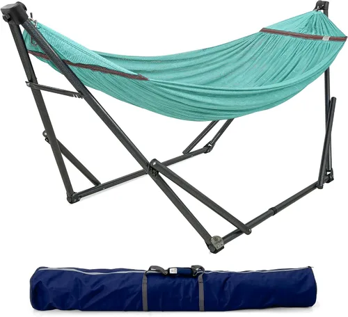 Vista 14 de Tranquillo Unity - Soporte de hamaca ajustable, plegable, para camping, con soporte, capacidad de 800 lbs, soporte de hamaca doble de acero para 2