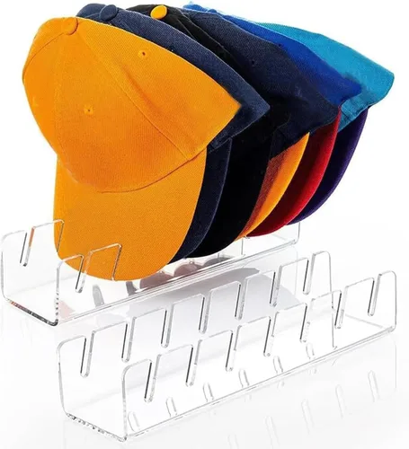Vista 7 de Nuevo soporte para sombreros para exhibición y organizador de gorras de béisbol, soporte acrílico para 14 gorras de béisbol para dormitorio, 2 piezas