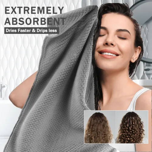 Vista 2 de Toalla de microfibra para el cabello para mujer, turbantes de secado súper absorbentes, toalla de secado de cabello antiencrespamiento para cabello