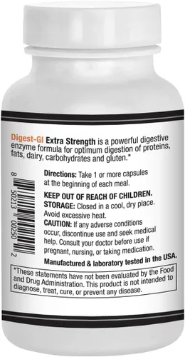 Vista 2 de Digest-GI Extra Strength – Enzimas digestivas apoya la descomposición de proteínas, grasas, carbohidratos y gluten 60 cápsulas