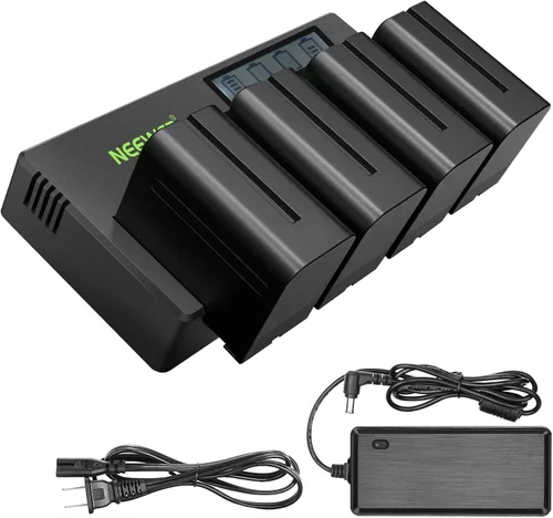 Vista 8 de Neewer Cargador de Batería de 4 Canales NP-F con Pantalla LCD y Adaptador de Energía, Compatible con Baterías Li-ion de Sony NP-F550 F570 F750 F770