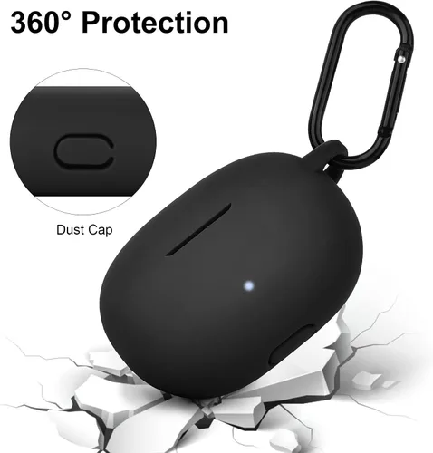 Vista 3 de Funda de silicona AIRSPO Compatible con Beats Studio Buds Case 2021 Funda protectora suave para auriculares inalámbricos Beats con llavero (Negro)