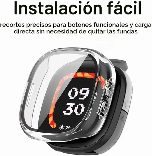 Vista 3 de Rc-Z Paquete de 2 fundas protectoras de pantalla para reloj inteligente Fitbit Google Ace LTE, marco duro de policarbonato con cubierta facial