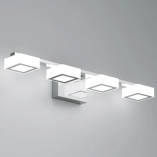 Vista 12 de Moderna lámpara LED de baño sobre el espejo, 3 luces regulables de tocador, lámpara de tocador de baño de acrílico cromado, ajustable de 2700 K-6500