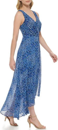 Vista 2 de Tommy Hilfiger Vestido largo halter de gasa para mujer