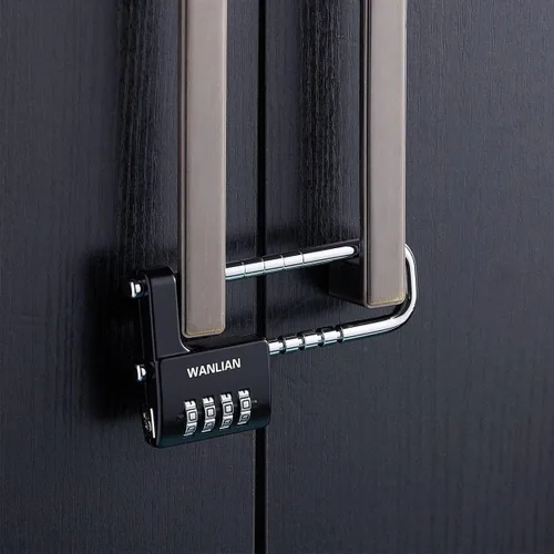 Vista 3 de Cerradura de combinación, cerradura de combinación de 4 dígitos, grillete de 3/8 pulgadas de largo, candado impermeable para exteriores