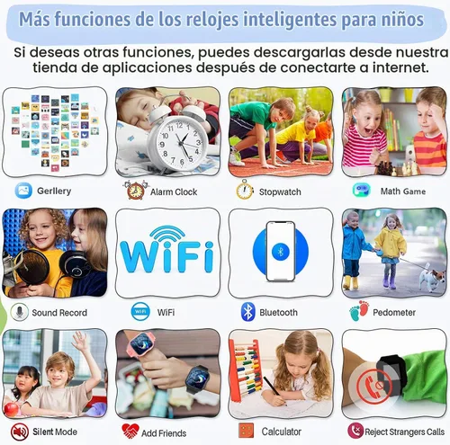 Vista 3 de TEZILON 4G - Reloj inteligente con GPS para niños y niñas Azul