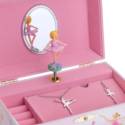 Vista 4 de Jewelkeeper Caja de música y juego de joyas de bailarina para niñas pequeñas, 3 regalos de bailarina para niñas, joyero musical de bailarina