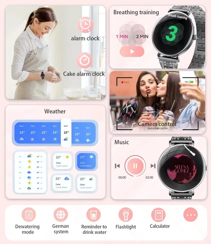 Vista 7 de LIGE Reloj inteligente ultrafino para mujer (respuesta/hacer llamadas), reloj inteligente con pantalla de 1.43 pulgadas con frecuencia cardíaca