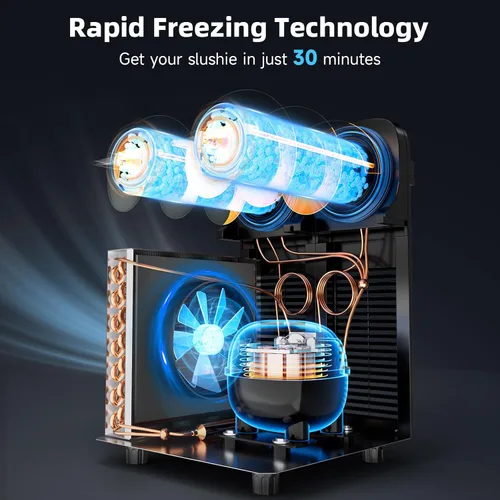 Vista 3 de Máquina comercial para granizados, 8 galones/30L de acero inoxidable Margarita Smoothie Frozen Drink Maker, fabricante de granizados para fiestas