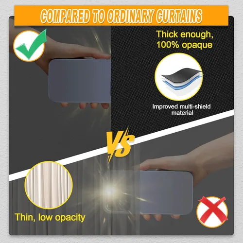 Vista 8 de Cortinas opacas para dormitorio, cubierta opaca portátil para ventana, persianas opacas sin taladro, cortinas opacas cortables, para ventanas