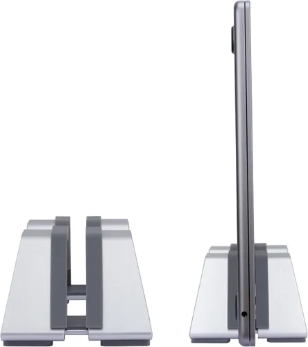 Vista 8 de Soporte vertical ajustable para laptop, aluminio, ajuste universal para todas las computadoras portátiles (0.394-1.181 in de grosor), diseño de Negro