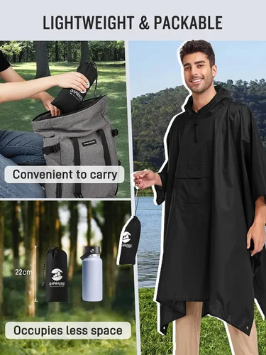Vista 5 de Impermeable con capucha estilo poncho, para hombres y mujeres