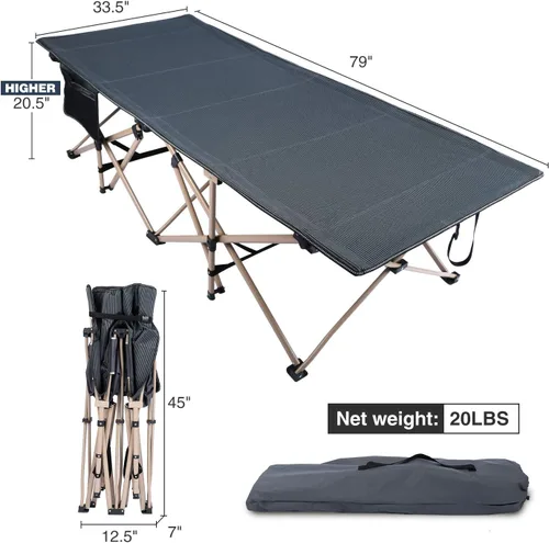 Vista 2 de REDCAMP Catres de Campamento de Tamaño Grande para Adultos 500lbs, 33.5'' Catres para Dormir Extra Anchos y Altos Resistentes, Catres XL Portátiles