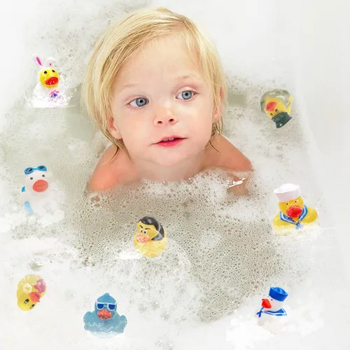 Vista 7 de XY-WQ Paquete de 50 patos de goma para Jeeps Ducking, pato flotante a granel de 2.3 pulgadas para niños, surtido de juguetes de baño para bebés