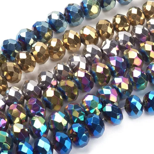 Vista 9 de Beadthoven - 1300 cuentas de vidrio de Rondelle facetadas de color metálico de 0.157 pulgadas (0.157 in), espaciadores de cristal galvanizados