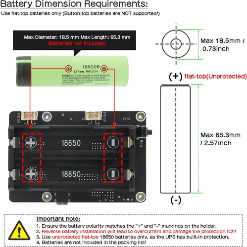 Vista 4 de Geekworm X1200 5V UPS HAT Junta de expansión para Raspberry Pi 5 Max 5.1V 5A Output, Power Management, Auto Power On, Safe Shutdown, Power Loss