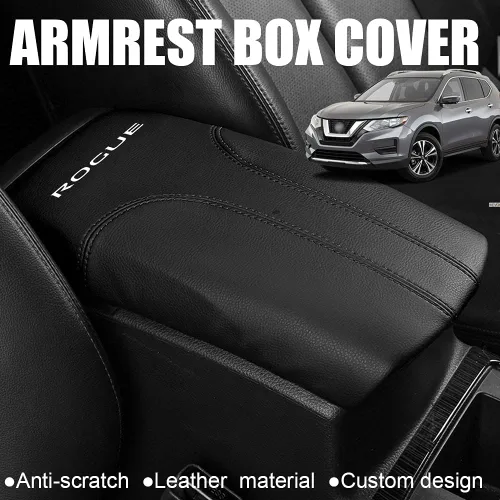 Vista 2 de XITER Protector de funda para reposabrazos de automóvil, 1 almohadilla de cuero para consola central para Nissan Rogue 2014-2020, 2017-2022 Rogue