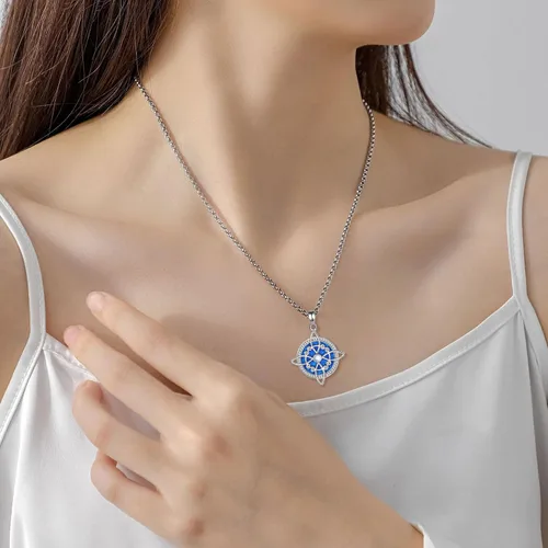 Vista 8 de EUDORA Collar de plata de ley S925 con nudo de brujas con tetragrammaton pentagrama, rueda de Hekate, Lilith Moon Witchy colgante para mujer