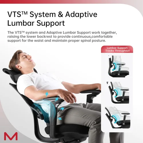 Vista 7 de S3P Silla de oficina ergonómica con asiento de espuma de alta densidad y respaldo deslizante VTS - Silla de escritorio con respaldo alto