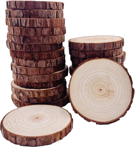 Vista 8 de William Craft Rebanadas de madera natural sin terminar, 20 piezas de posavasos de madera de 2.75 a 3.1 pulgadas, kit de madera para manualidades