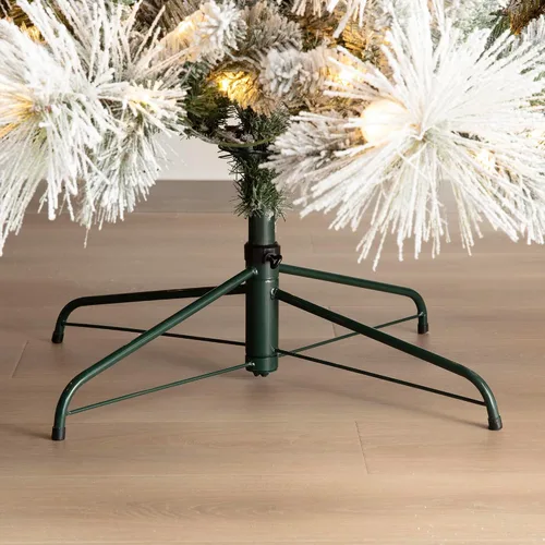 Vista 6 de Glitzhome Árbol de Navidad artificial preiluminado de 7.5 pies con 650 luces LED blancas cálidas, 3 modos de iluminación y pedal de pie, diseño