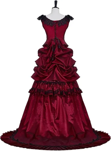 Vista 7 de Vestido de novia gótico victoriano para mujer, vestido largo renacentista vintage, vestido de baile steampunk, vestido de noche