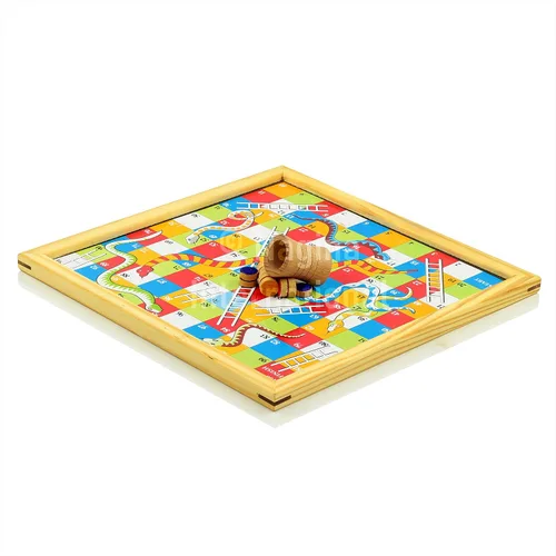 Vista 8 de Madera de pino hecha a mano hecha a mano 2 en 1 Ludo serpientes magnéticas y escaleras juego de mesa de viaje completo para adultos y familia