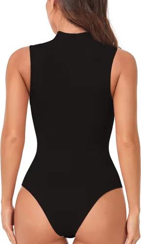 Vista 2 de GXXGE Camiseta sin mangas con cuello de tortuga simulada para mujer