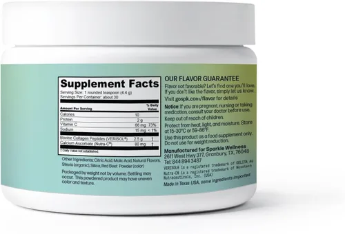 Vista 3 de Sparkle Wellness VERISOL - Péptidos de colágeno hidrolizados bioactivos Suplemento de colágeno en polvo con vitamina C para la salud de la piel