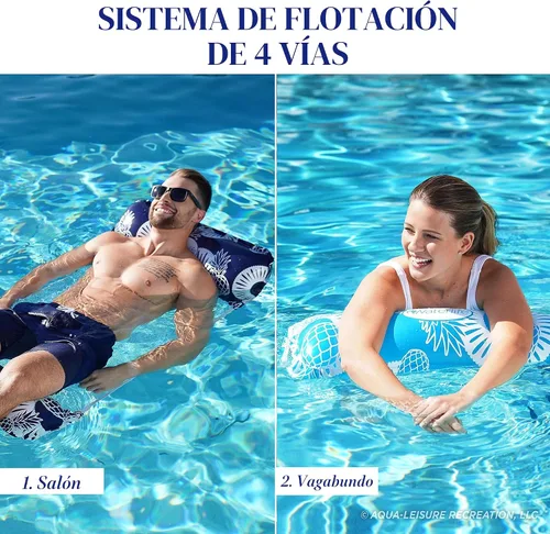 Vista 3 de Waterlife 4-in-1 Pool Hammock 4-Pack, Inflatable Pool Chair Float, Water (Saddle, Lounge Chair, Drifter)
