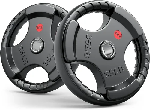 Vista 16 de GIKPAL Discos de peso de goma de agarre olímpico de 2 pulgadas para entrenamiento de fuerza, levantamiento de pesas en el hogar y el gimnasio, juego