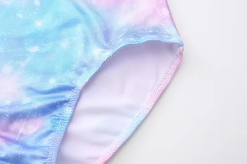 Vista 7 de iLover Traje de baño brillante de una pieza para niñas con espalda cruzada, traje de baño de playa con correa ajustable de 4 a 10 años