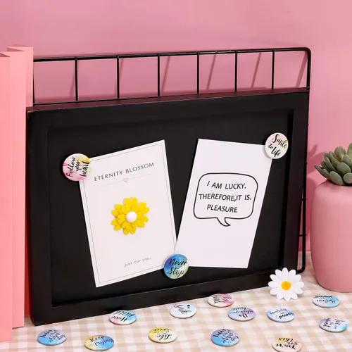 Vista 4 de TOODOO 48 imanes inspiradores para refrigerador, para nevera, para taquillas, acuarela, redondos, lindos con citas de aliento para suministros