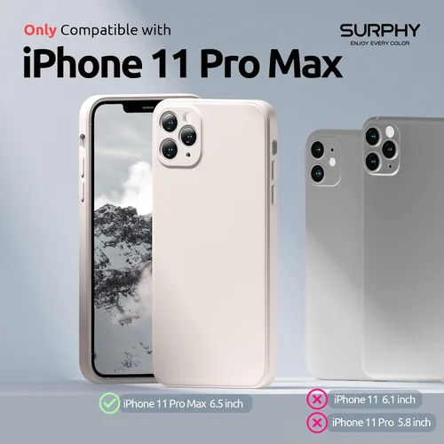 Vista 2 de SURPHY Funda de diseño para iPhone 11 Pro Max con protección para cámara, diseño de borde recto, silicona líquida delgada, piedra