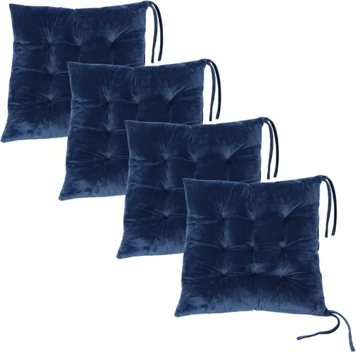 Vista 15 de Juego de 2 cojines para sillas de comedor con lazos, almohadilla antideslizante para silla de cocina para interior y tapete de asiento de comedor